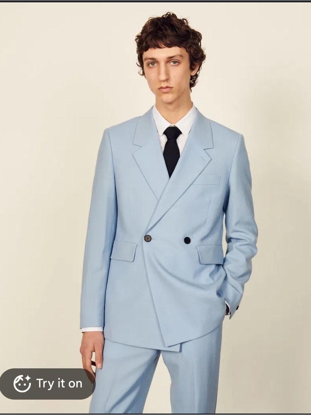 Double-Breasted Light Blue Men's Sandro Blaze